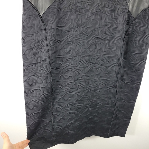 New Lafayette 148 Faux Leather Ribbed Wave Textured Sleeveless Sheath Dress - Picture 5 of 10